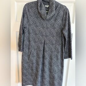 Tyler Boe size M cowl neck navy and white houndstooth dress